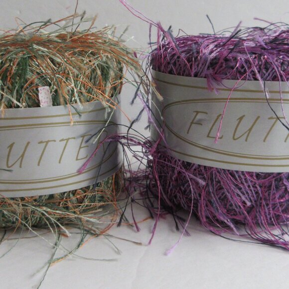 FLUTTER Yarn Eyelash #42 Purple & #14 Green 20g 75 yards * Made in Italy NEW - Picture 2 of 13